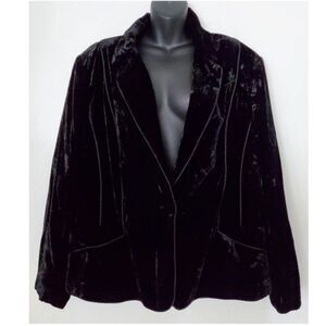Lane Bryant Soft Glam Black Crush Velvet Blazer Plus Sz 18 Holiday Party Jacket